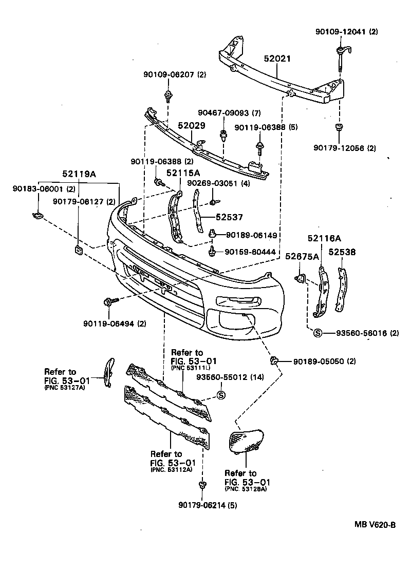 52114-20090 BRACKET, FRONT BUMPER EXTENSION MOUNTING product image