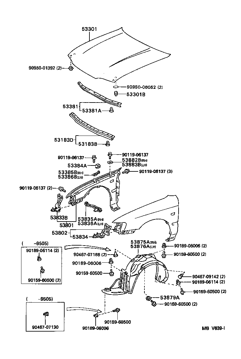 Toyota 53876-12200 LINER, FRONT FENDER, LH