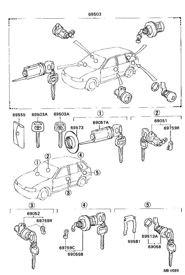 69005-13220 CYLINDER SET, LOCK product image