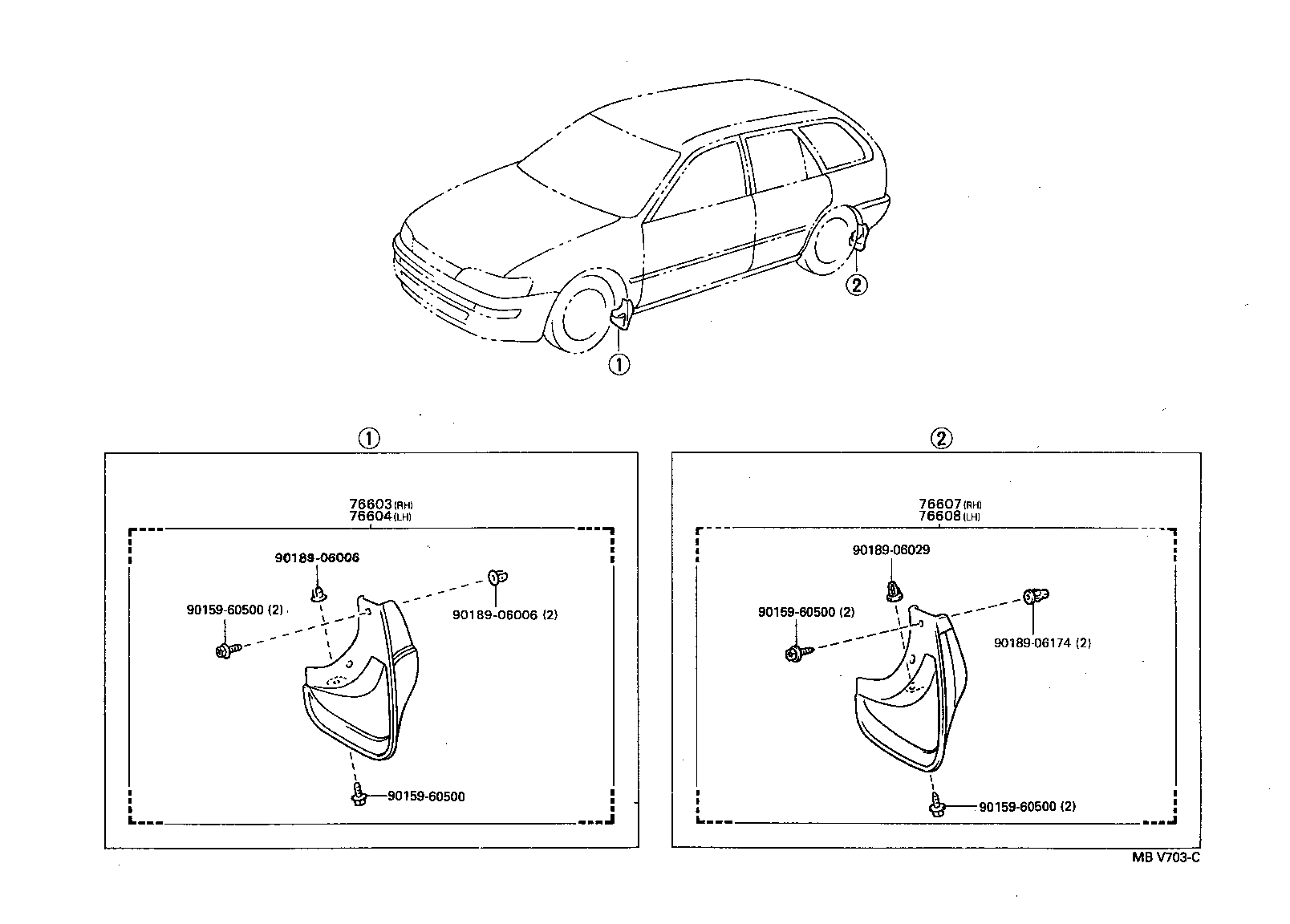 Toyota 76626-19455-D2 MUDGUARD SUB-ASSY, QUARTER PANEL, REAR LH