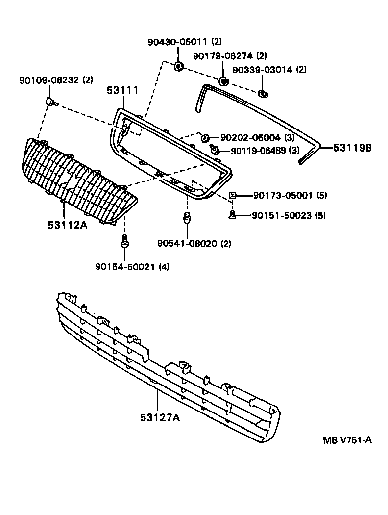 53111-30661 GRILLE, RADIATOR product image