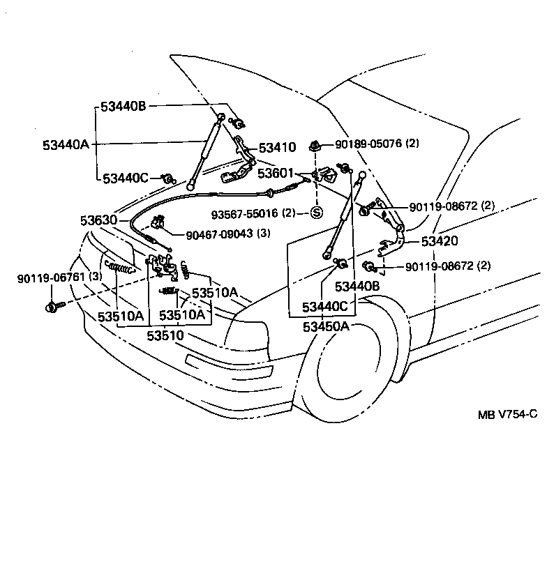 53550-30050 HOOK ASSY, HOOD AUXILIARY CATCH product image
