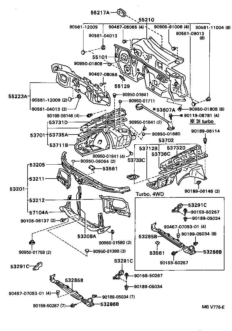 53607-30010 BRACE SUB-ASSY, FRONT SUSPENSION, UPPER CENTER product image