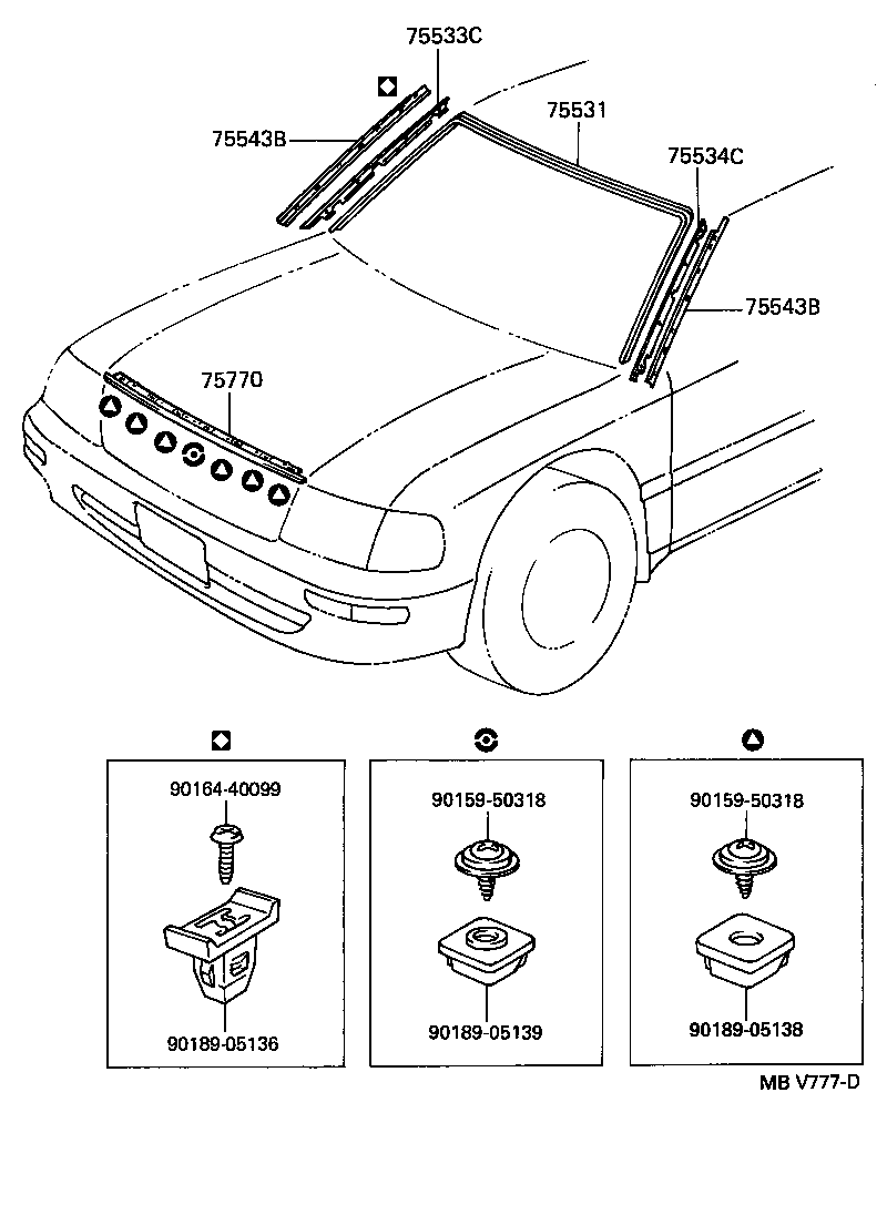 75770-30240 MOULDING ASSY, HOOD, FRONT product image