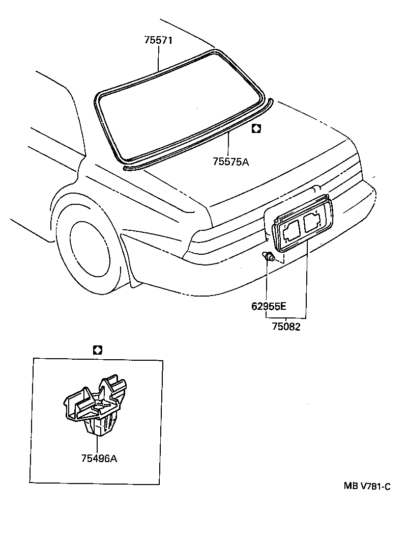 75573-30330 MOULDING, BACK WINDOW, OUTSIDE UPPER product image