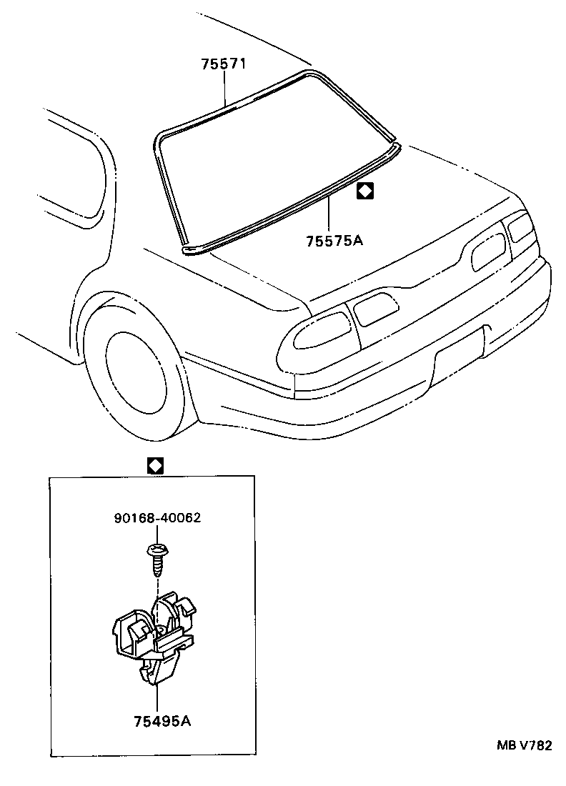 75571-30310 MOULDING, BACK WINDOW, OUTSIDE UPPER product image