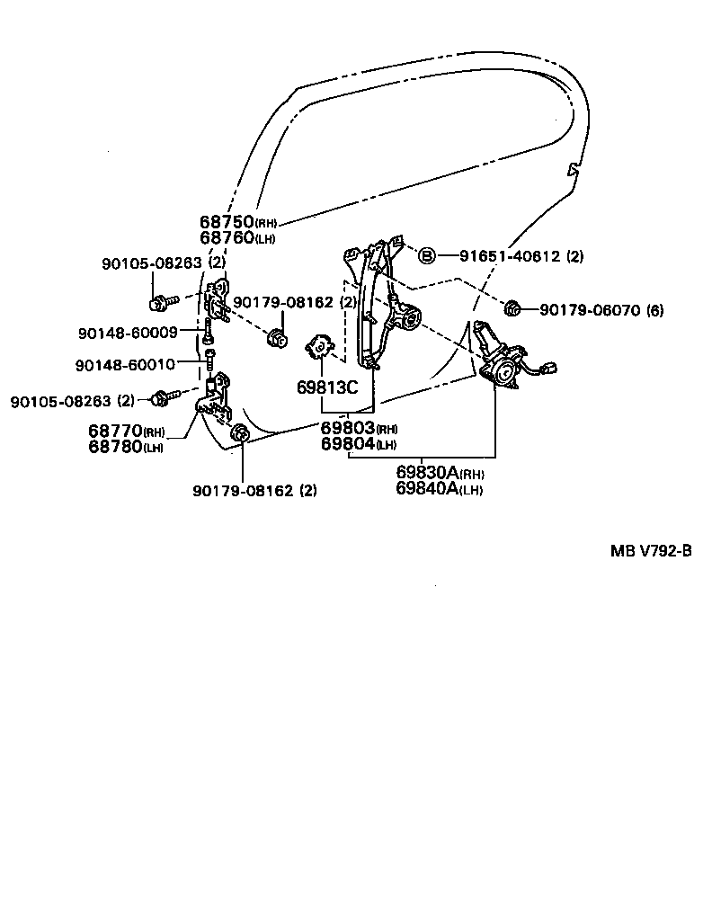 Toyota 68760-30090 HINGE ASSY, REAR DOOR, UPPER LH