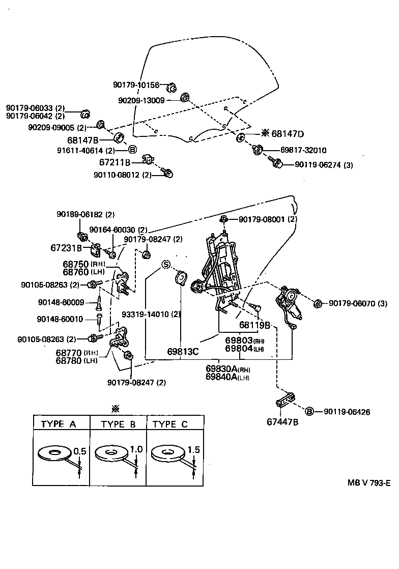 69830-30270 REGULATOR ASSY, REAR DOOR WINDOW, RH product image