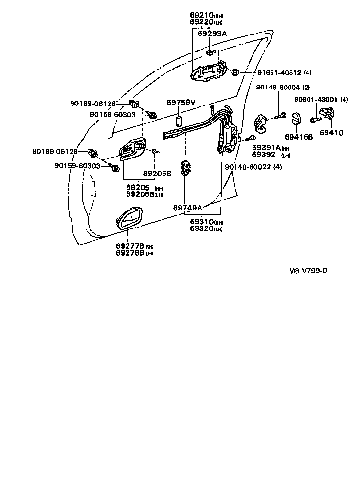Toyota 69210-30190-B2 HANDLE ASSY, FRONT DOOR, OUTSIDE RH