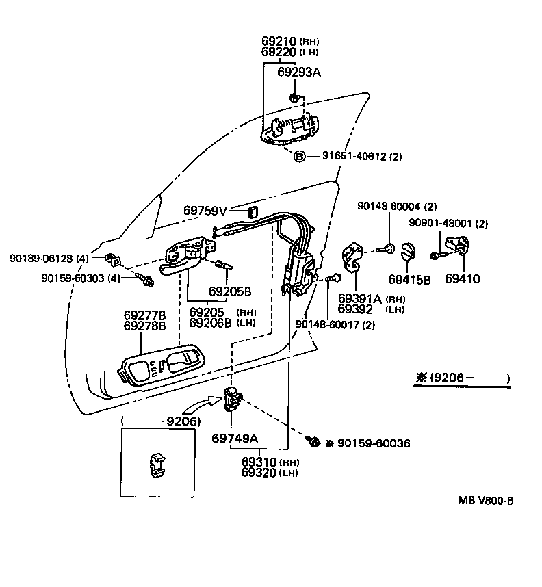 69030-30640 LOCK ASSY, FRONT DOOR, RH product image