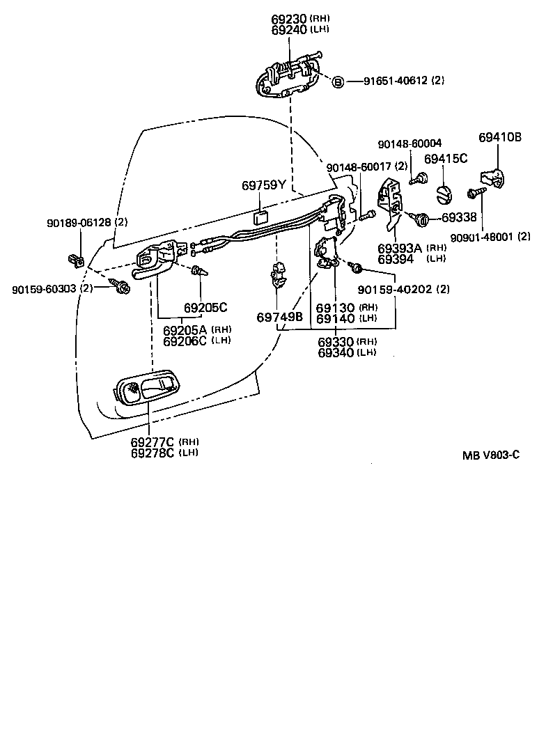 69240-30140 HANDLE ASSY, REAR DOOR OUTSIDE, LH product image