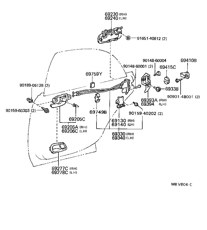 69240-30140 HANDLE ASSY, REAR DOOR OUTSIDE, LH product image