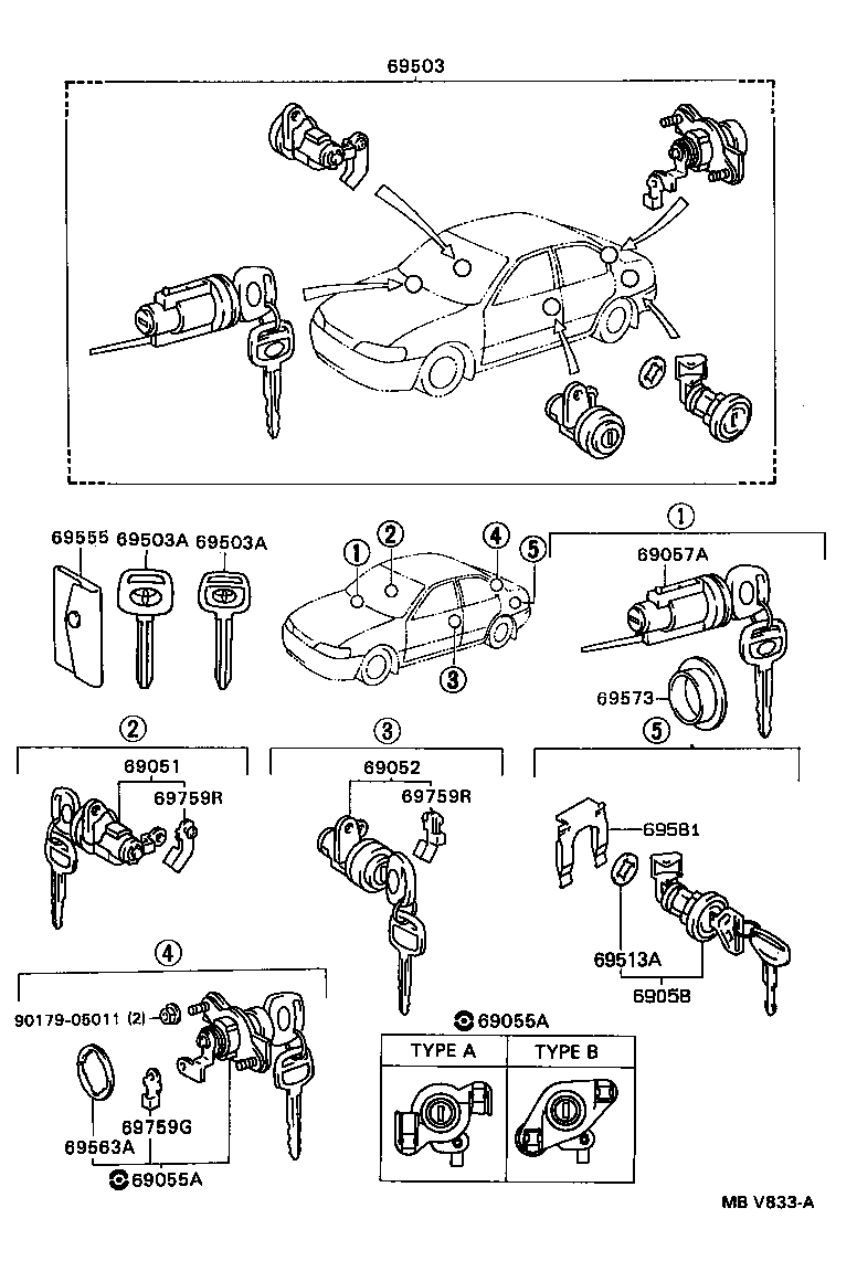 69005-13220 CYLINDER SET, LOCK product image