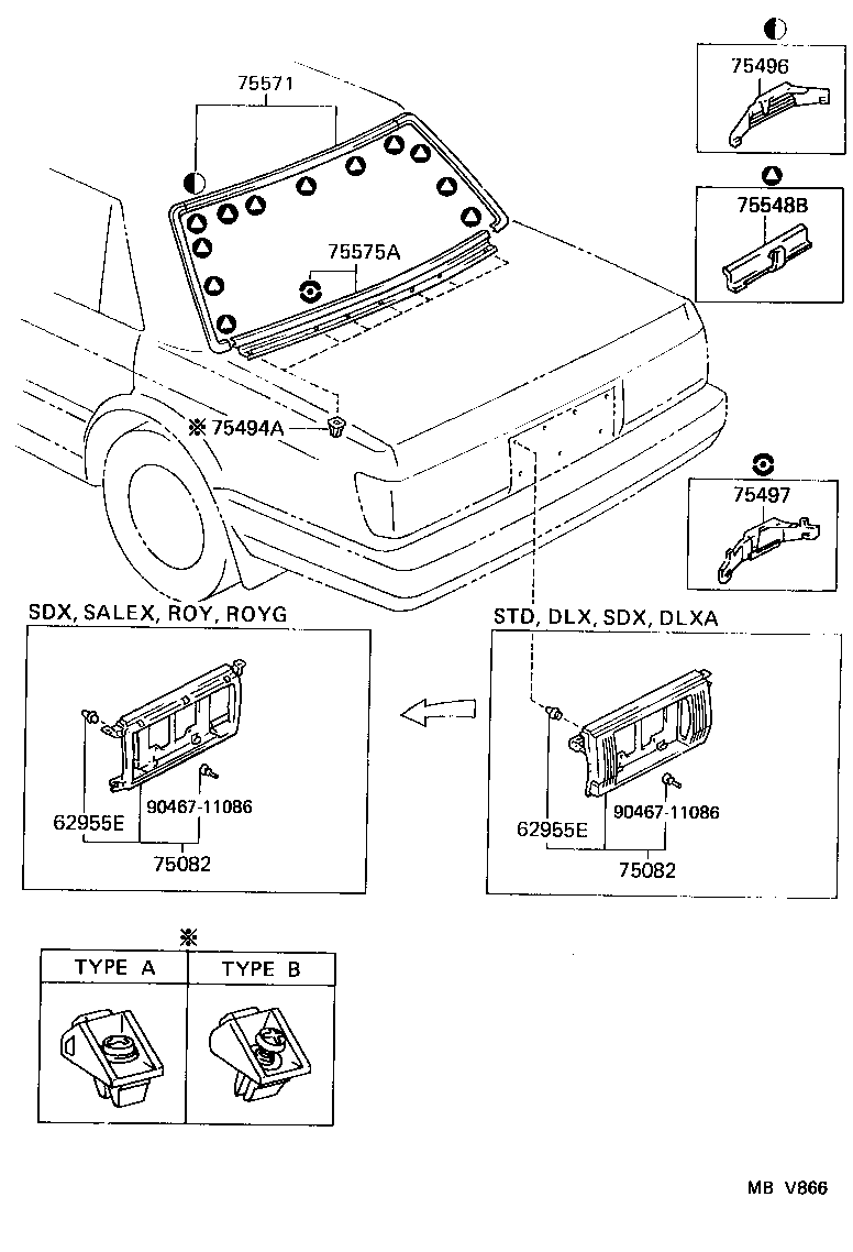 75571-30290 MOULDING, BACK WINDOW, OUTSIDE UPPER product image