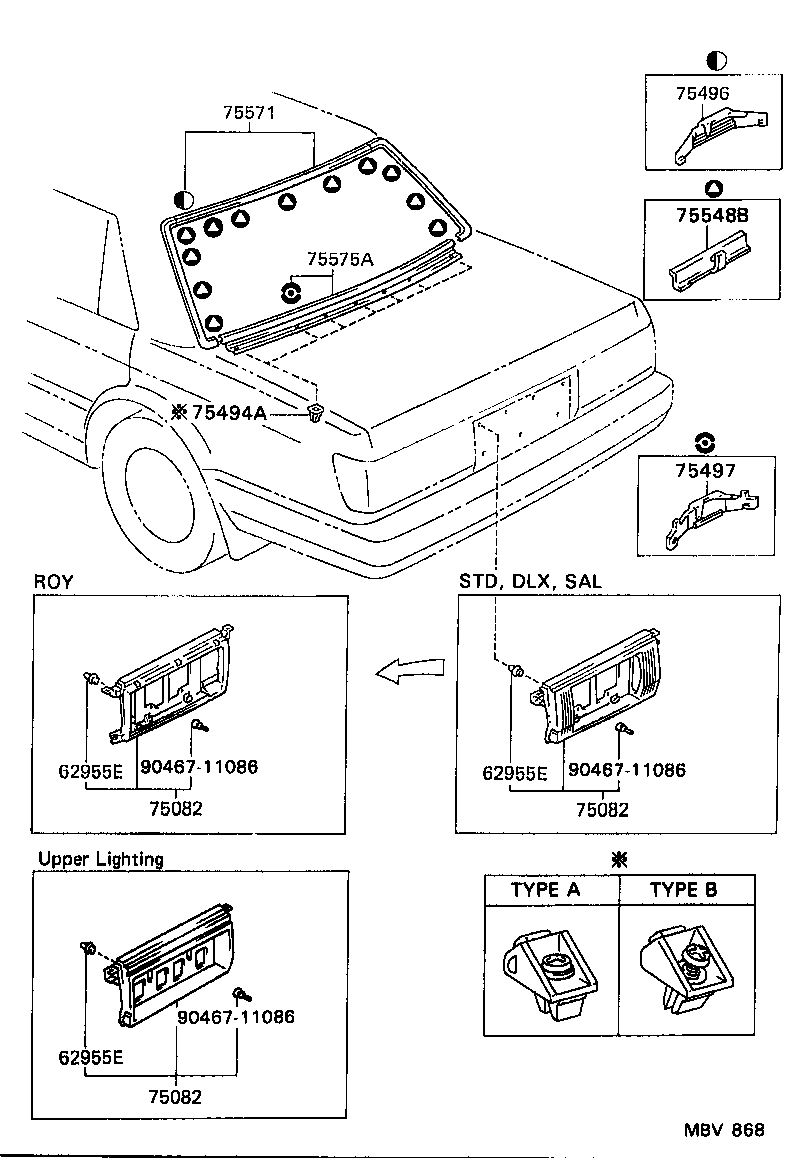 75494-30060 CLIP, OUTSIDE MOULDING, NO.3 product image
