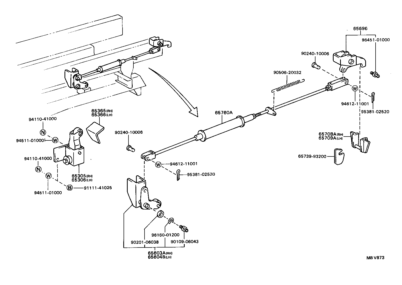 65078-93200 LINK SUB-ASSY, TAIL GATE LOCK, REAR LH product image