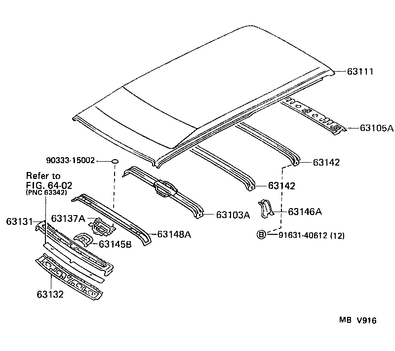 63409-31010 SUPPORT SUB-ASSY, ROOF RACK, CENTER product image