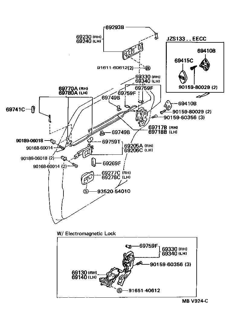 69330-30410 LOCK ASSY, REAR DOOR, RH product image