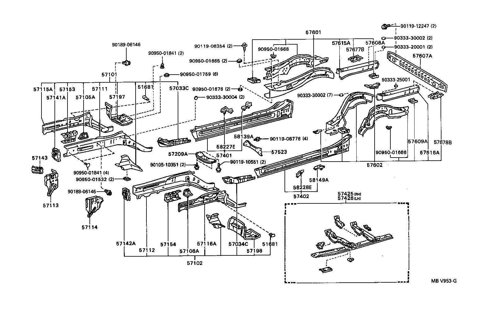 57425-30906 REINFORCEMENT, FRONT FLOOR, NO.2 RH product image