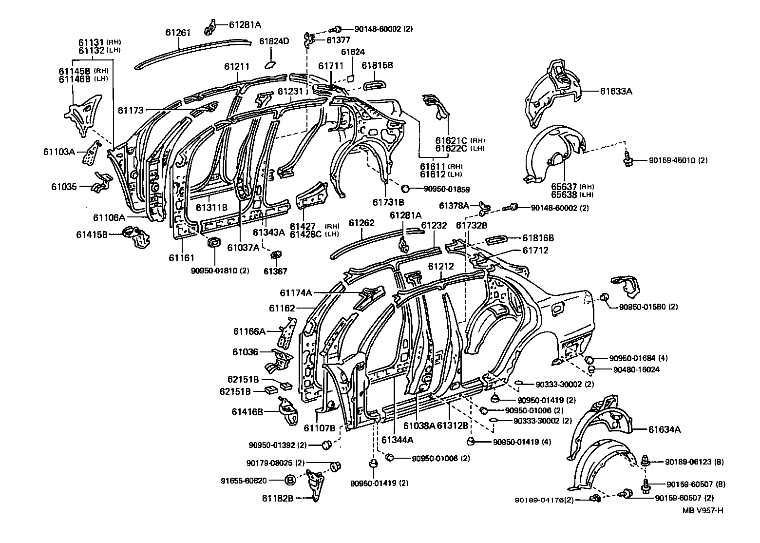 61311-30160 PILLAR, CENTER BODY, OUTER RH product image