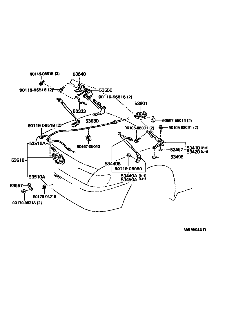 53550-33030 HOOK ASSY, HOOD AUXILIARY CATCH product image
