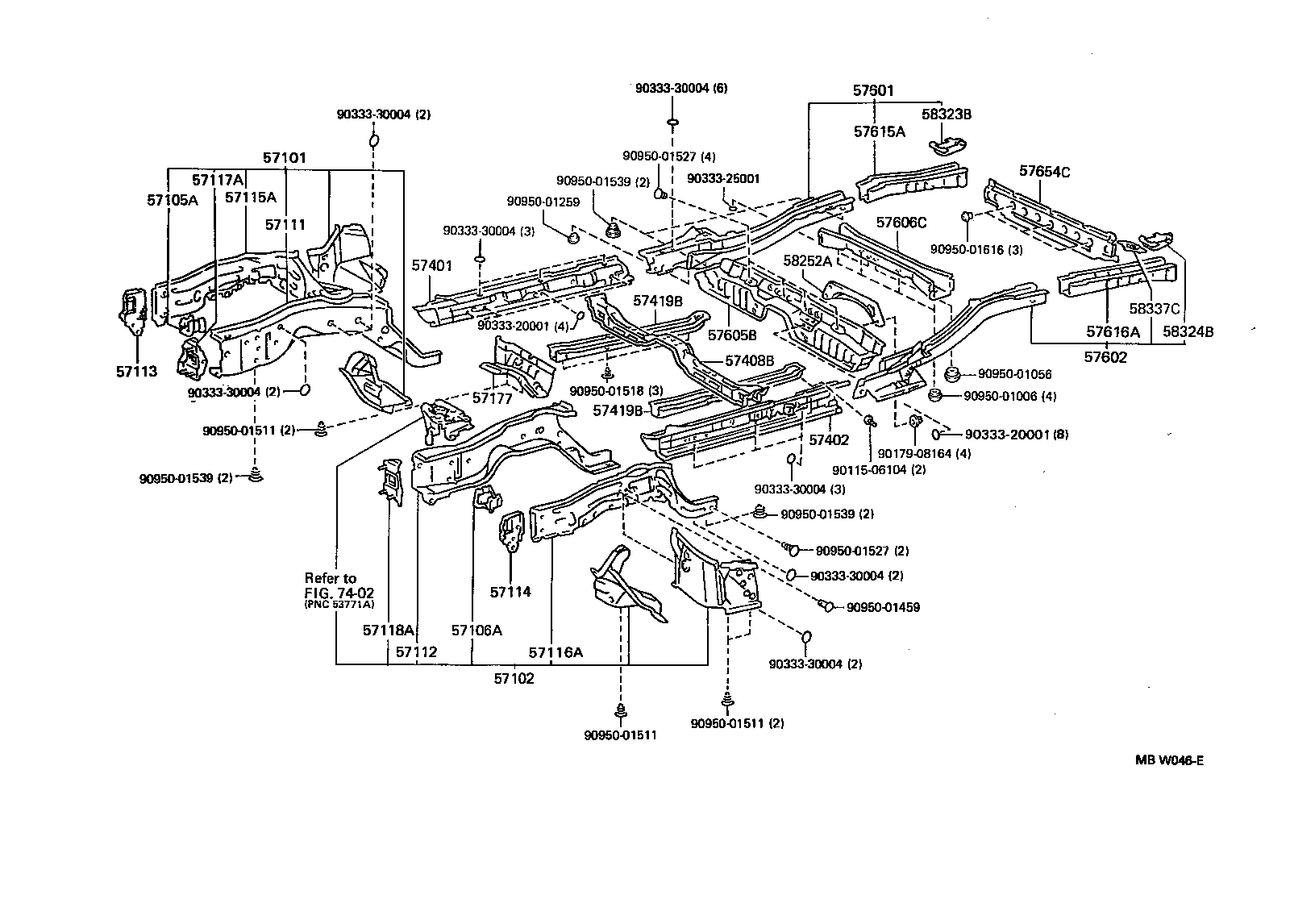 57602-33040 MEMBER SUB-ASSY, REAR FLOOR SIDE, LH product image