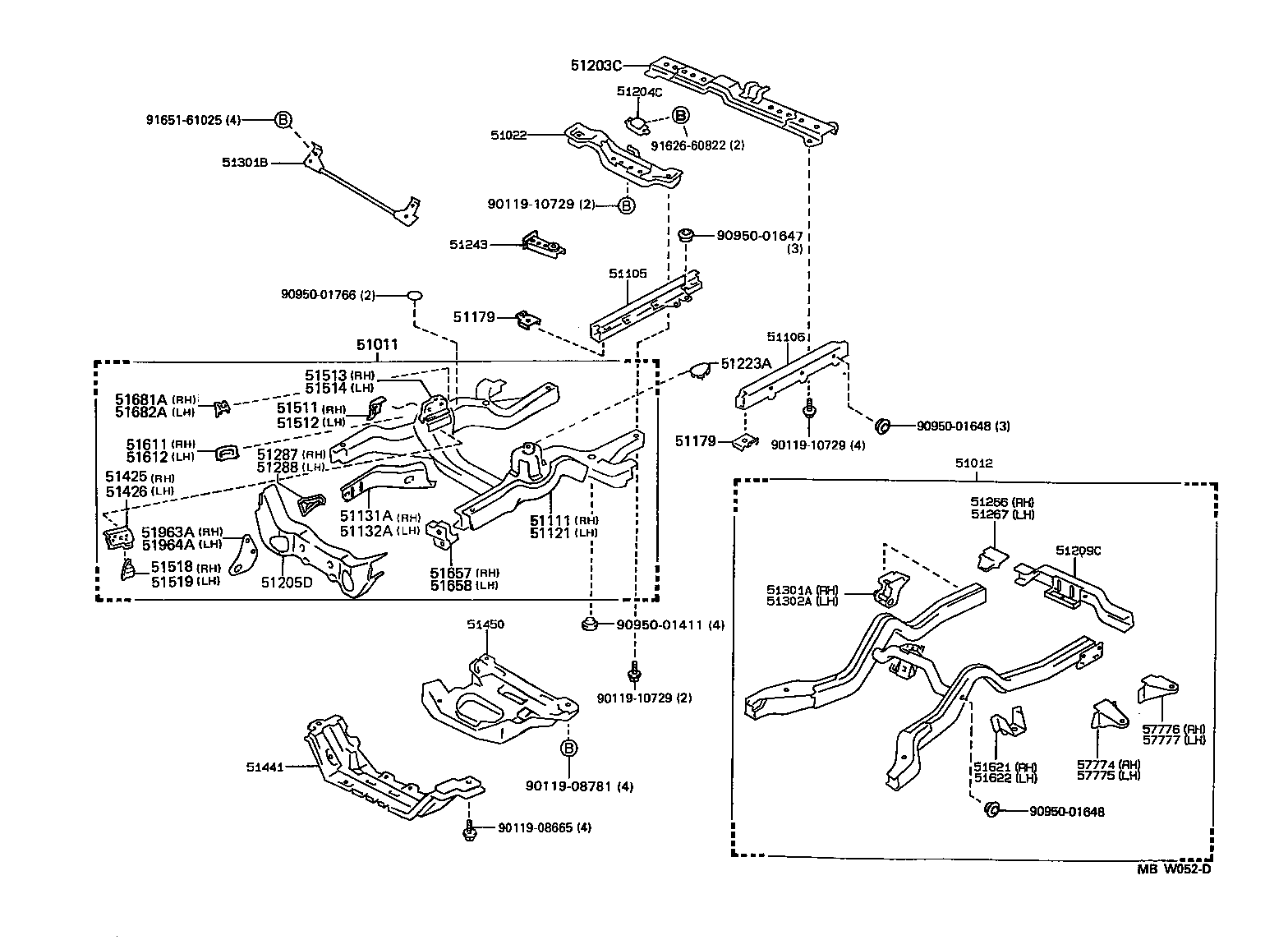 51012-30360 RAIL SUB-ASSY, REAR FRAME product image