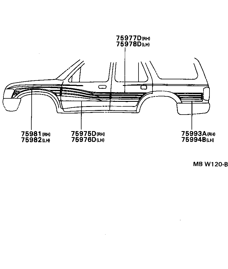 75996-35160 STRIPE, REAR BODY, RH product image