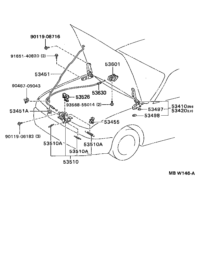 53630-12410 CABLE ASSY, HOOD LOCK CONTROL product image