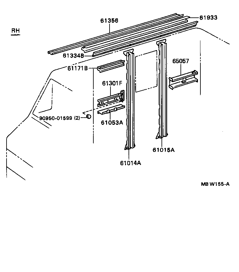 61014-36010 PILLAR SUB-ASSY, NO.5 RH product image