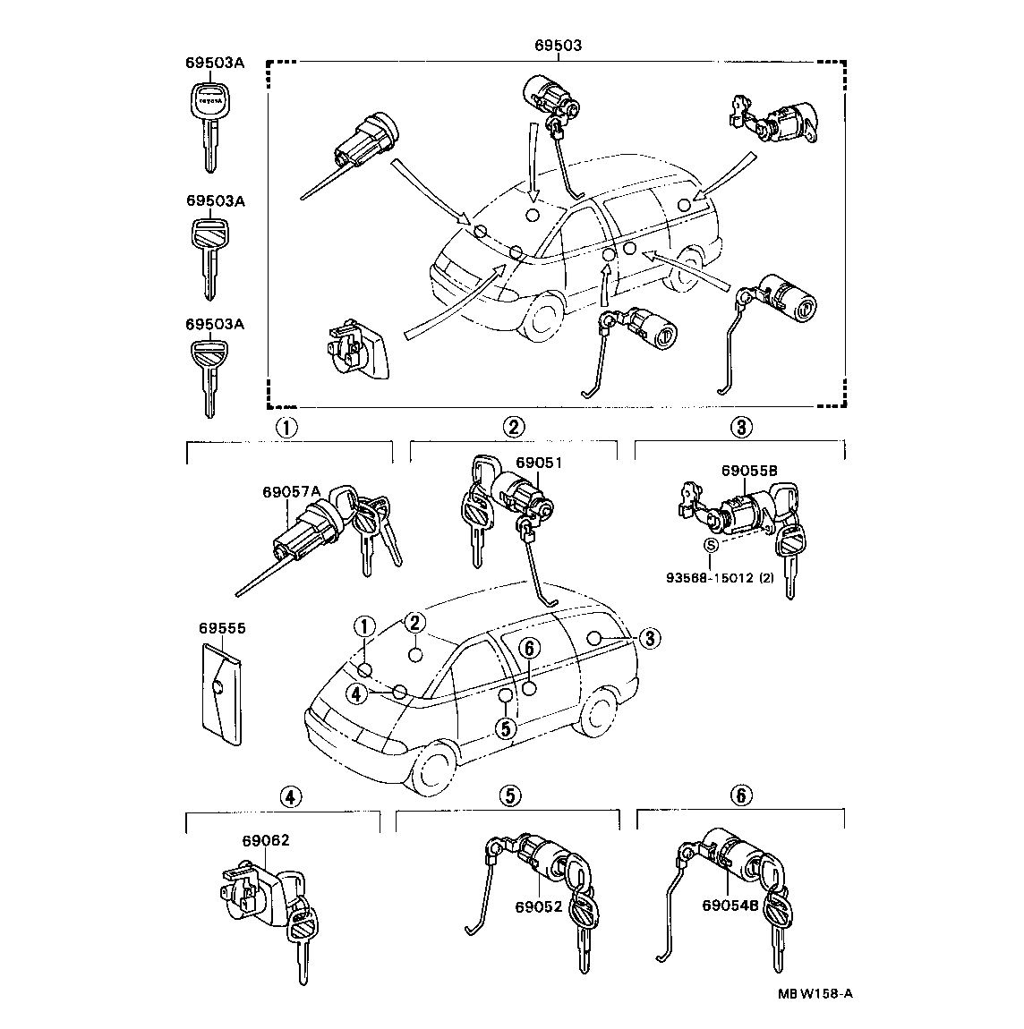 69055-28090 CYLINDER & KEY SET, BACK DOOR LOCK product image