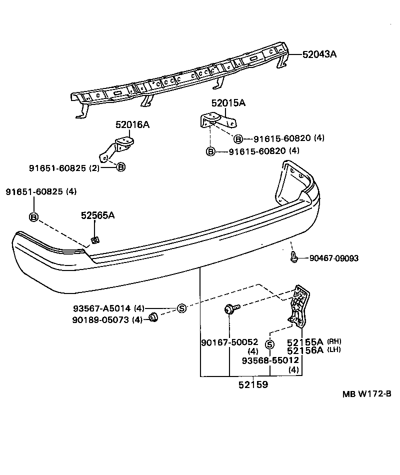 52175-28050 ARM SUB-ASSY, REAR BUMPER, LH product image