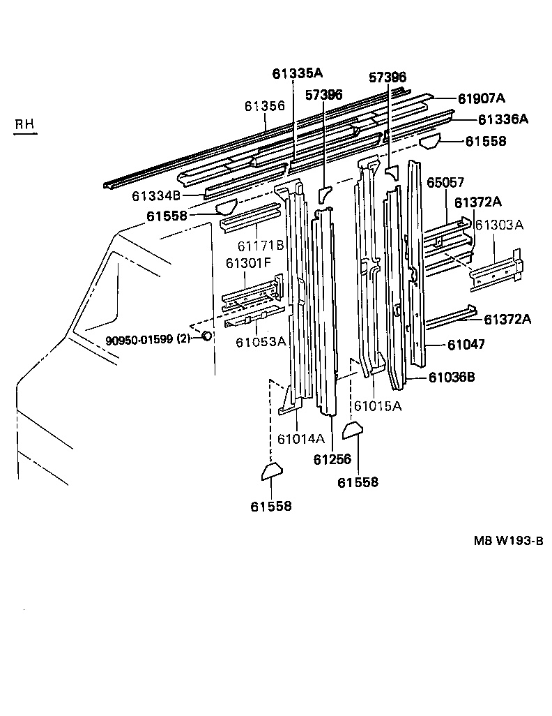 61014-26010 PILLAR SUB-ASSY, NO.4 RH product image
