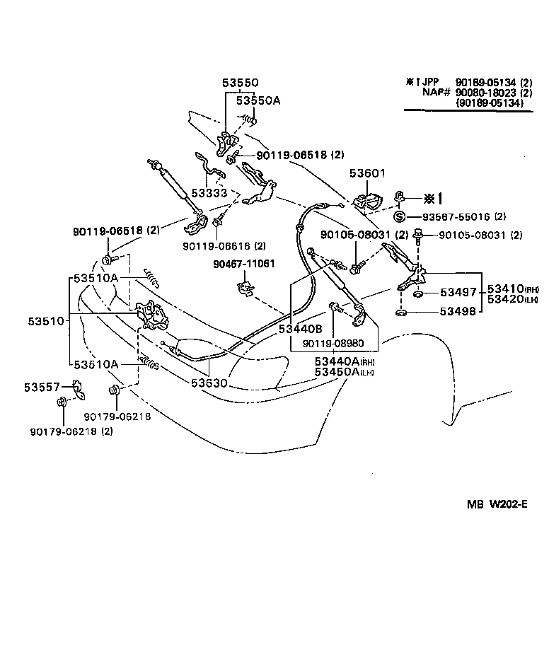 Toyota 68961-23010 BOLT, HOOD SUPPORT, NO.1