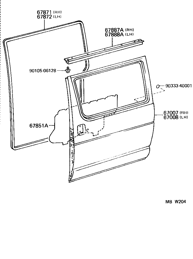 67004-28080 PANEL SUB-ASSY, SLIDE DOOR, LH product image