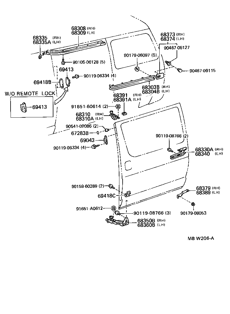 68308-28010 RAIL SUB-ASSY, SLIDE DOOR, UPPER RH product image