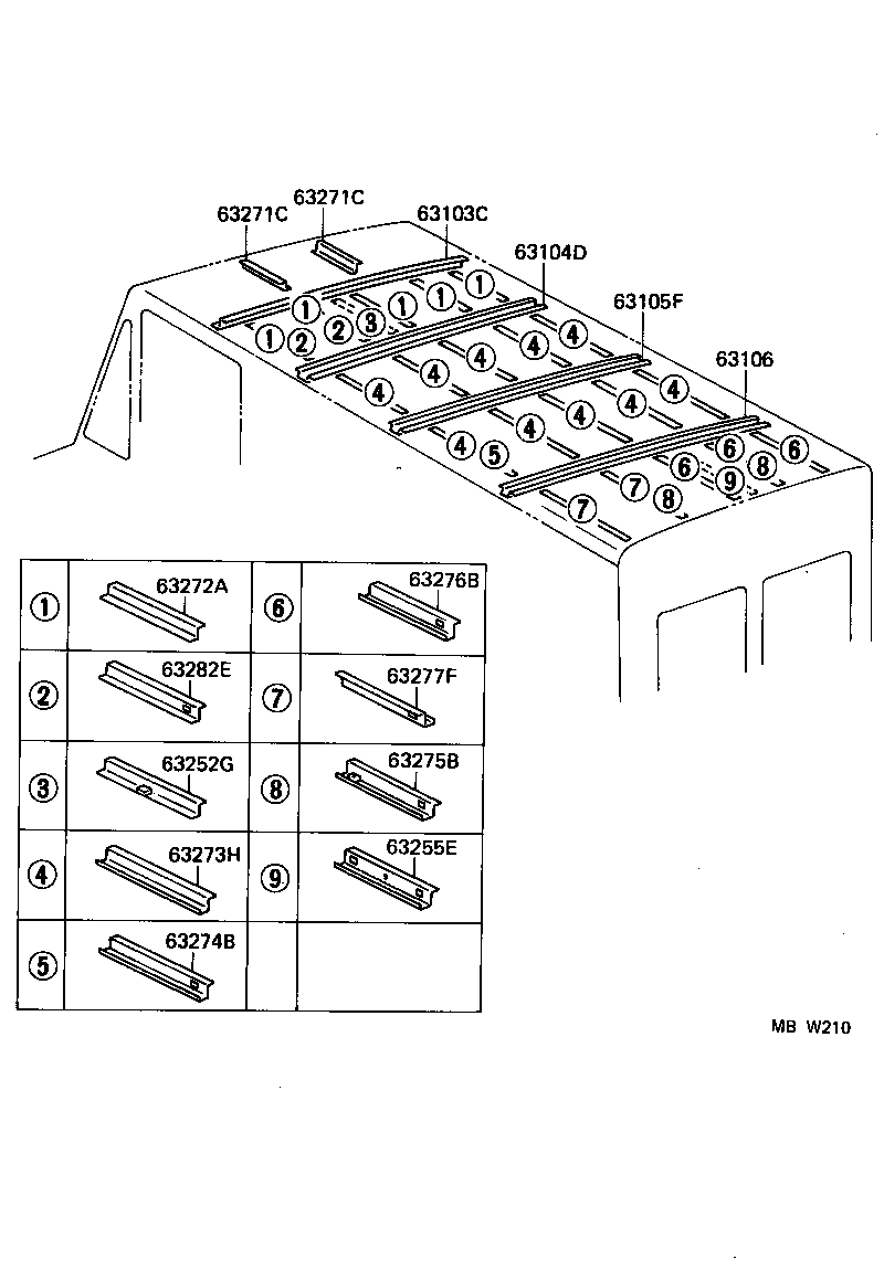 63103-90D02 REINFORCEMENT SUB-ASSY, ROOF PANEL product image