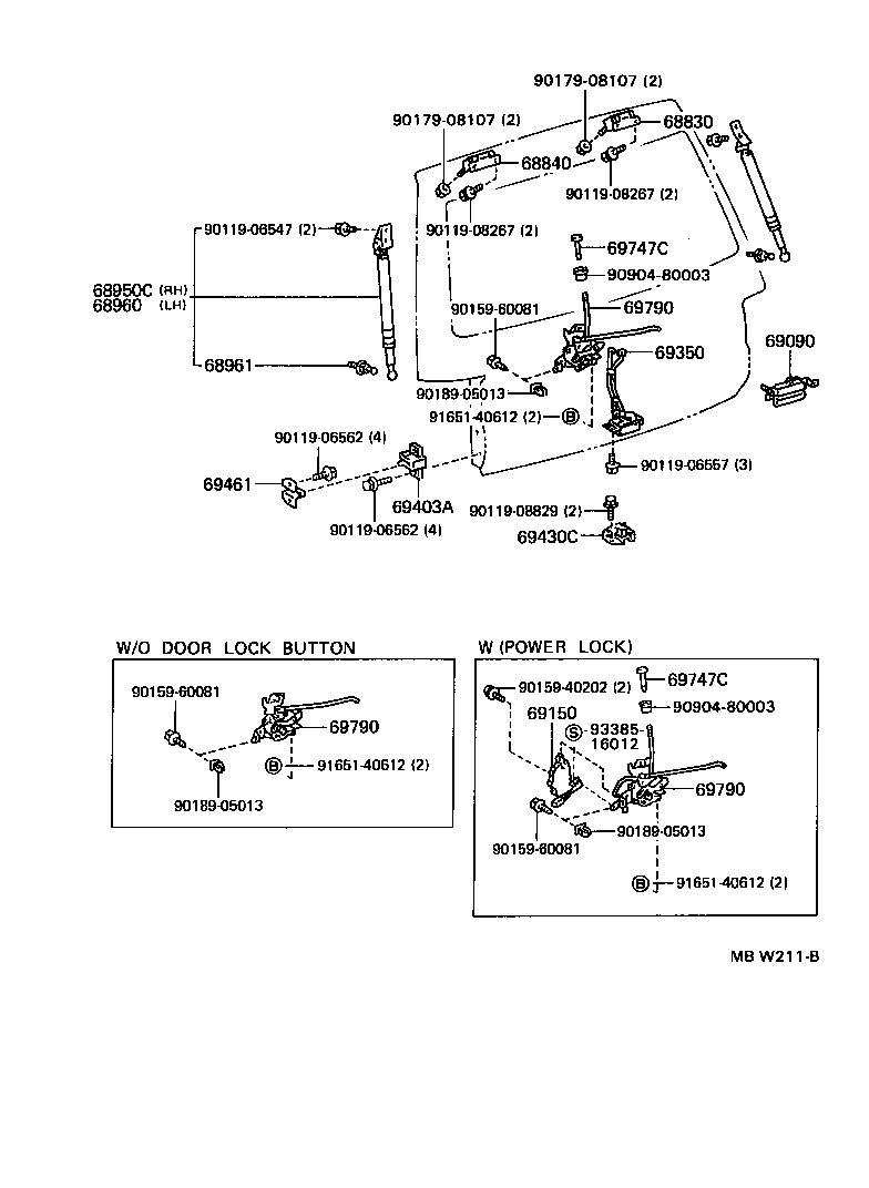 68960-29795 STAY ASSY, BACK DOOR, LH product image