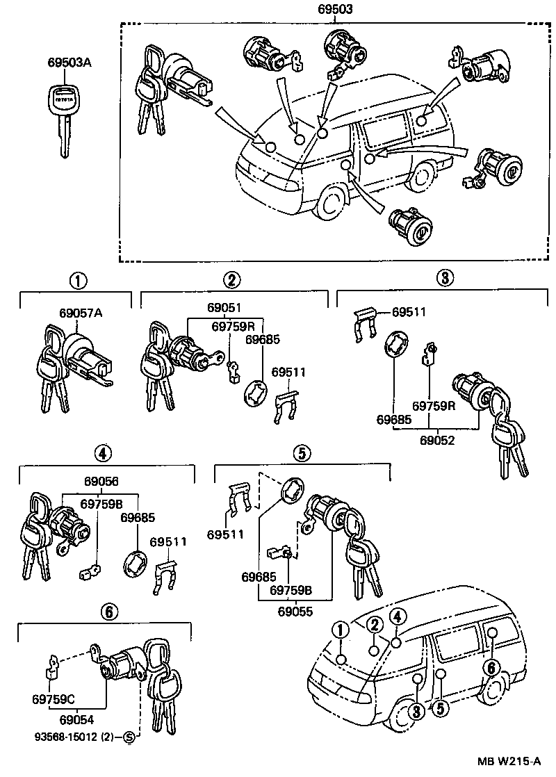 69005-28160 CYLINDER SET, LOCK product image