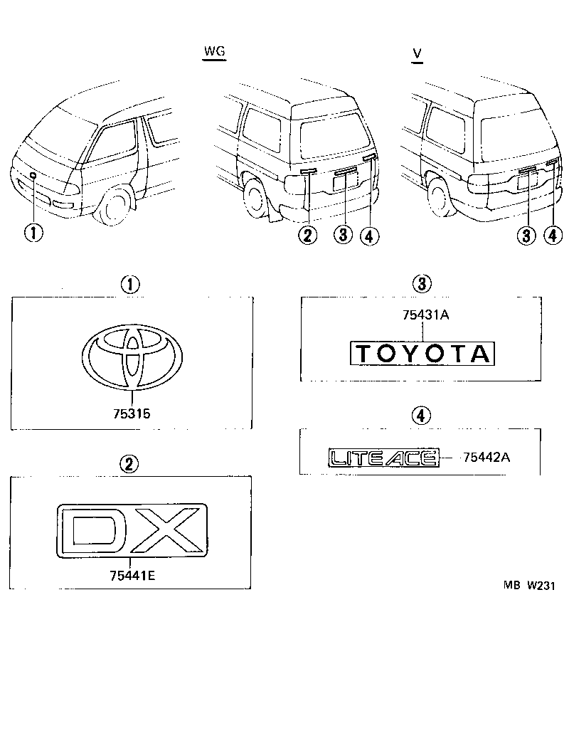 75431-28010 EMBLEM, BACK DOOR, NO.1 product image