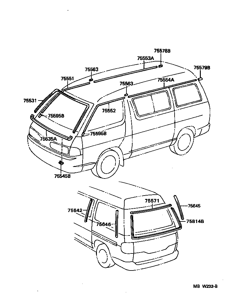 75571-28010 MOULDING, BACK WINDOW, OUTSIDE UPPER product image