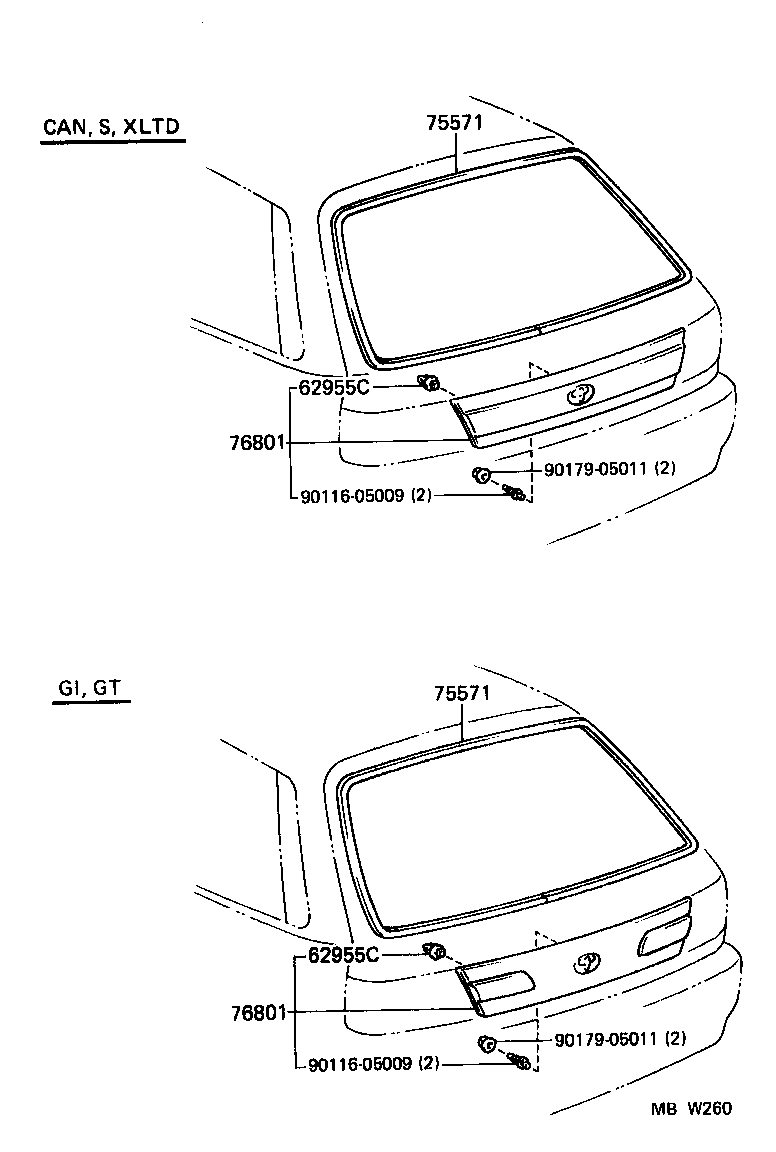 76801-10050 GARNISH SUB-ASSY, BACK DOOR, OUTSIDE product image