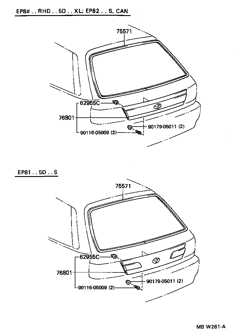 76801-10070 GARNISH SUB-ASSY, BACK DOOR, OUTSIDE product image
