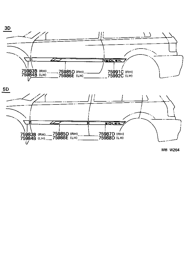 75985-10490 STRIPE, FRONT DOOR OUTSIDE, RH product image