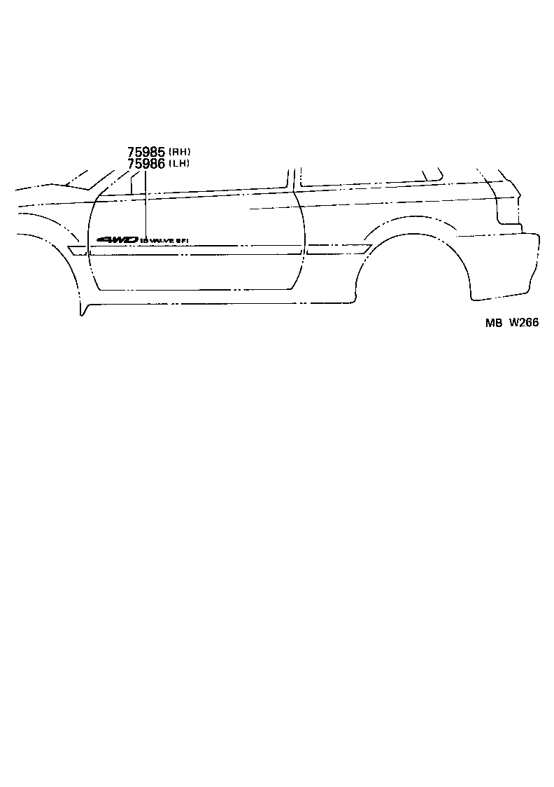 75985-10490 STRIPE, FRONT DOOR OUTSIDE, RH product image