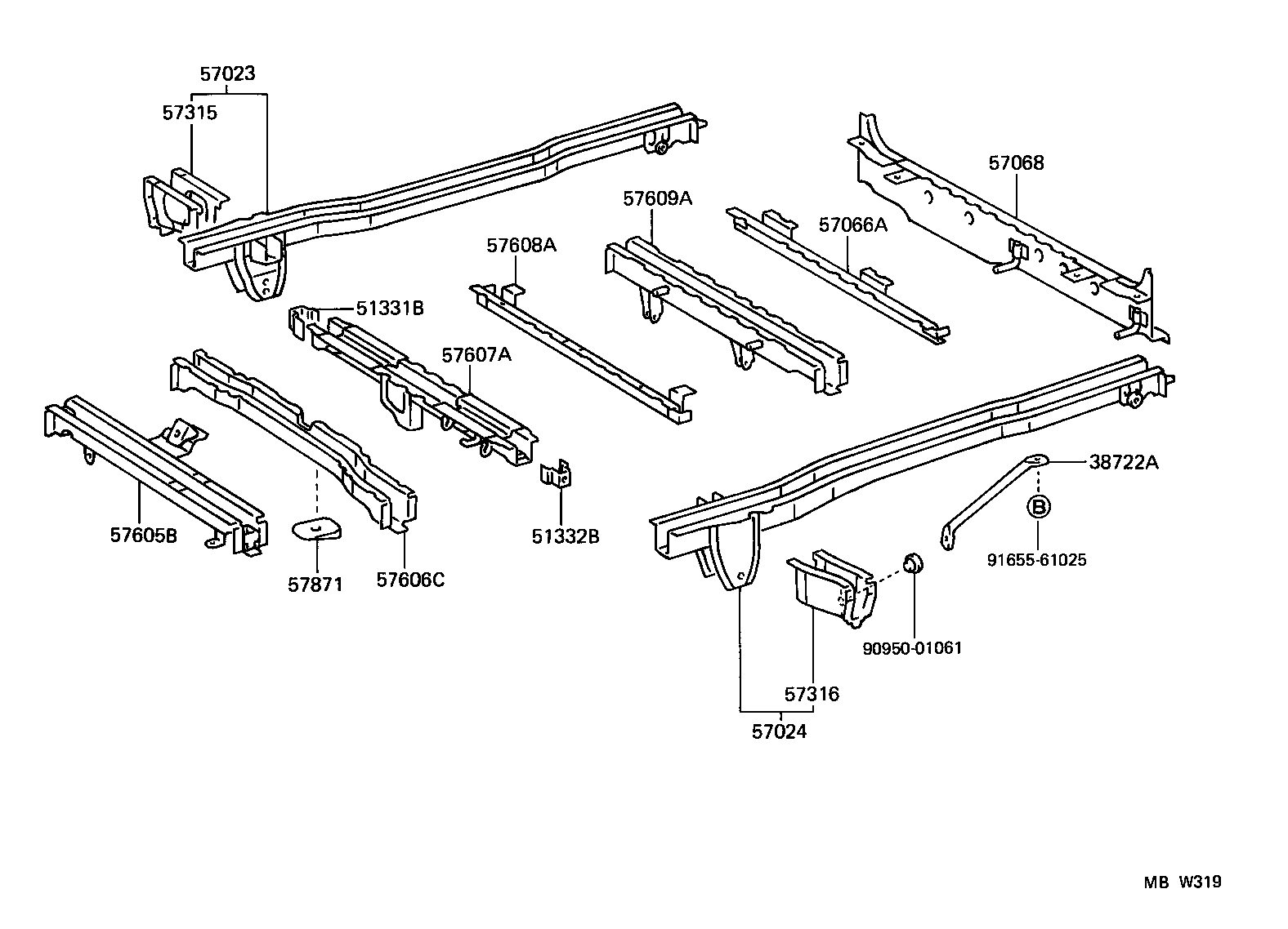 57068-28150 MEMBER SUB-ASSY, REAR FLOOR REAR CROSS, INNER product image
