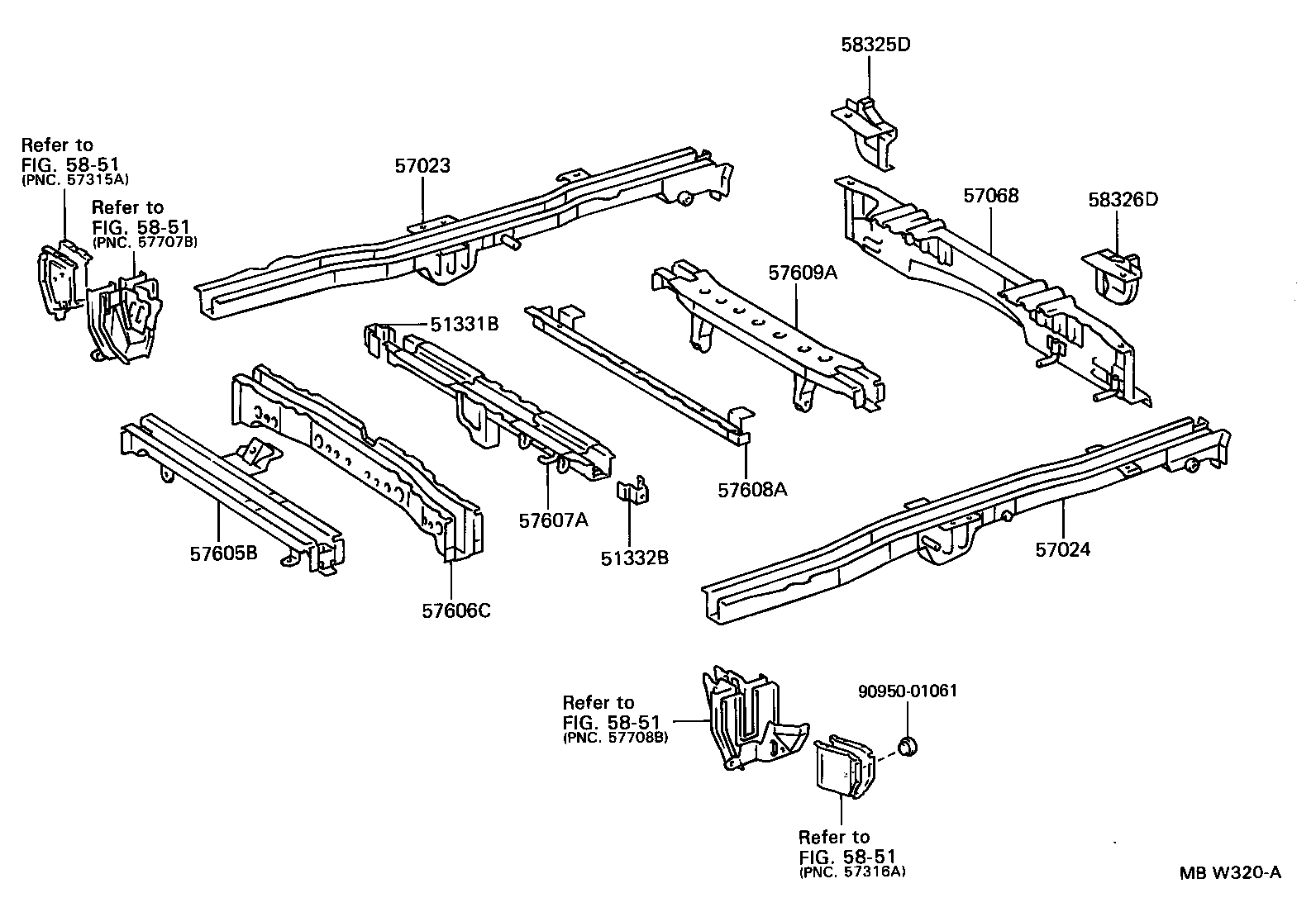 57068-28150 MEMBER SUB-ASSY, REAR FLOOR REAR CROSS, INNER product image