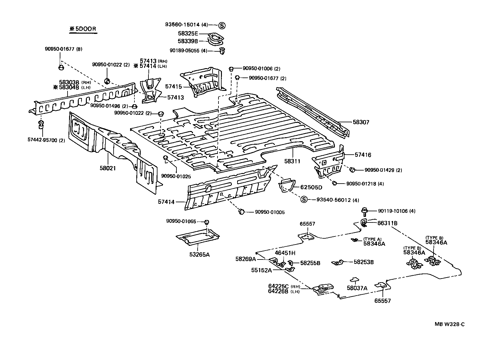 57068-28100 MEMBER SUB-ASSY, REAR FLOOR REAR CROSS, INNER product image