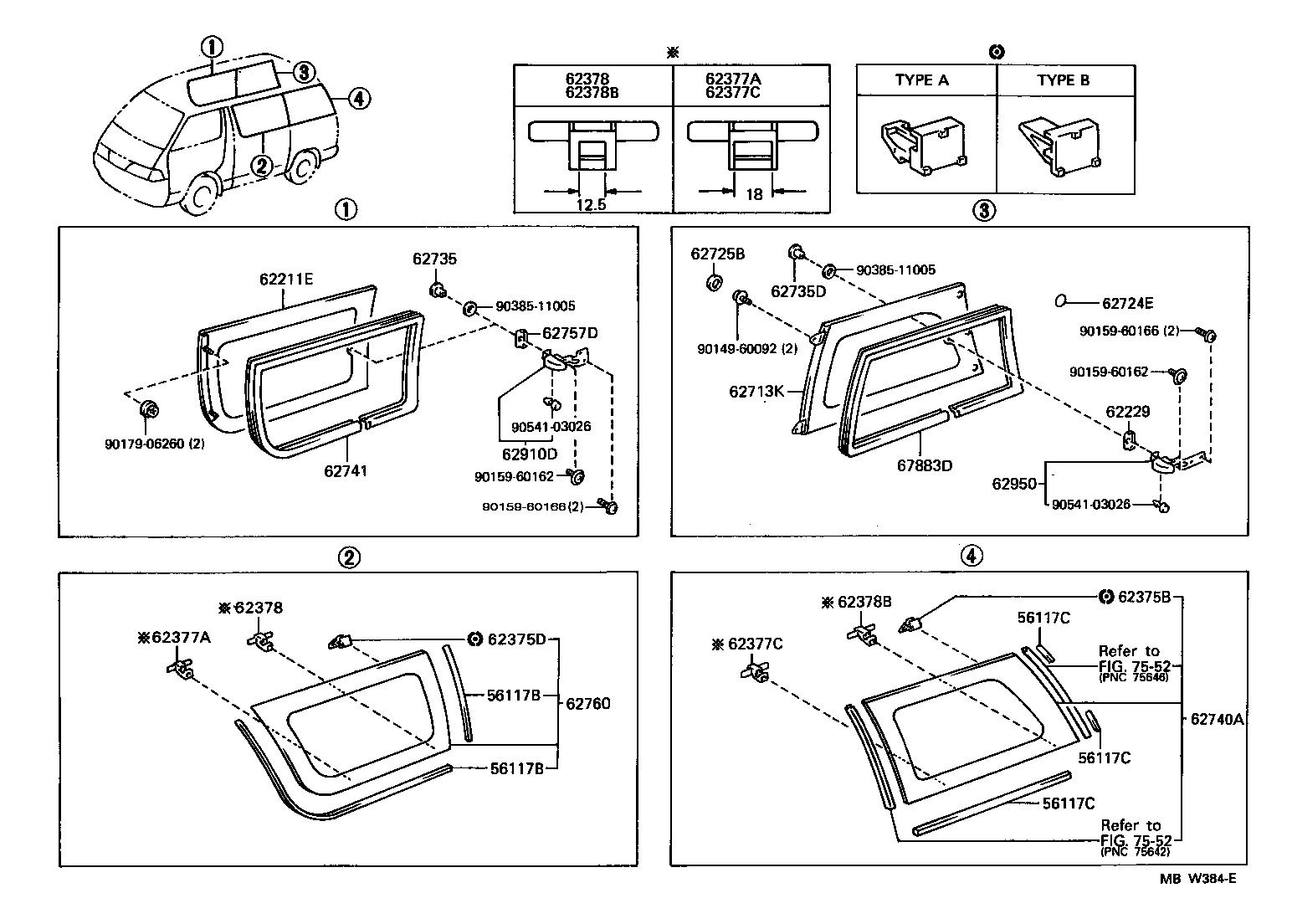 62740-28580 WINDOW ASSY, SIDE, REAR LH product image
