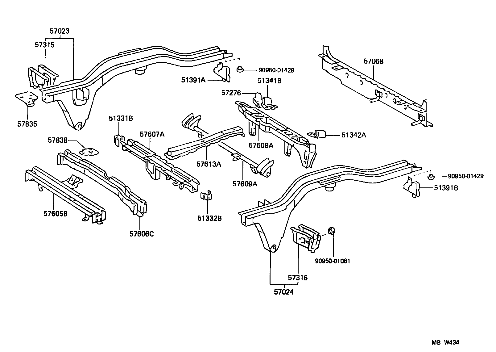57068-28100 MEMBER SUB-ASSY, REAR FLOOR REAR CROSS, INNER product image